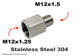 M12x1.25 Female to M12x1.5 Male Steel Sensor Adaptor Fittings Conversion