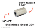1/4" NPT FEMALE to BSPT Tapered R 3/8" FEMALE Stainless Fittings Conversion