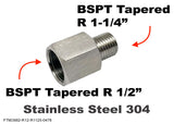 BSPT Tapered R 1/2" Female to  R 1-1/4" Male Stainless Sensor Adaptor Fittings