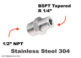 1/2" NPT MALE to BSPT Tapered R 1/4" MALE Stainless Adaptor Fittings Conversion