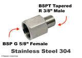 BSP G 5/8" FEMALE to BSP R 3/8" MALE Stainless Sensor Adaptor Fitting Conversion