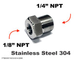 1/8" NPT Female to 1/4" NPT Male Stainless Sensor Adaptor Fittings Conversion