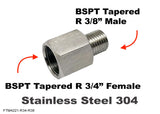 BSPT Tapered R 3/4" Female to BSPT R 3/8" Male Stainless Sensor Adaptor Fittings