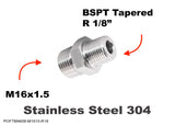 M16x1.5 MALE to BSPT Tapered R 1/8" MALE Stainless Adaptor Fittings Conversion