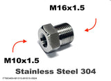 M10x1.5 Female to M16x1.5 Male Stainless Sensor Adaptor Fittings Conversion