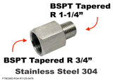 BSPT Tapered R 3/4" Female to R 1-1/4" Male Stainless Sensor Adaptor Fittings