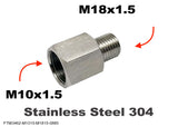 M10x1.5 Female to M18x1.5 Male Stainless Sensor Adaptor Fittings Conversion