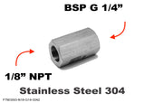 1/8" NPT Female to BSP G 1/4" Female Stainless Sensor Adaptor Fitting Conversion