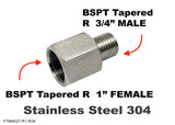 BSPT Tapered R  1" FEMALE to BSPT R  3/4" MALE Stainless Sensor Adaptor Fittings