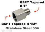 BSPT Tapered R 1/2" Female to R 1" Male Stainless Sensor Adaptor Fittings