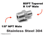 1/8" NPT Male to BSPT Tapered R 1/4" Male Stainless Sensor Adaptor Fittings