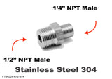 1/2" NPT Male to 1/4" NPT Male Stainless Sensor Adaptor Fittings Conversion