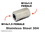 M14x1.5 FEMALE to M12x1.5 FEMALE Stainless Sensor Adaptor Fittings Conversion