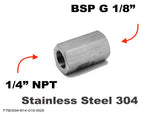 1/4" NPT Female to BSP G 1/8" Female Stainless Sensor Adaptor Fitting Conversion