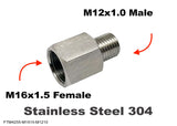 M16x1.5 Female to M12x1.0 Male Stainless Sensor Adaptor Fittings Conversion