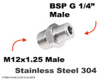 M12x1.25 Male to BSP G 1/4" Male Stainless Sensor Adaptor Fittings Conversion