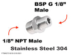 1/8" NPT Male to BSP G 1/8" Male Stainless Sensor Adaptor Fittings Conversion