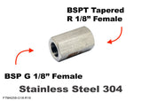 BSP G 1/8" Female to BSPT Tapered R 1/8" Female Stainless Sensor Adaptor Fitting