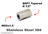 M20x1.5 FEMALE to BSPT Tapered R 1/2" FEMALE Stainless Fittings Conversion
