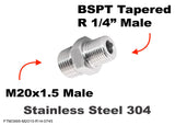 M20x1.5 to BSPT Tapered R 1/4" Male Stainless Sensor Adaptor Fittings Conversion
