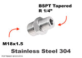 M18x1.5 MALE to BSPT Tapered R 1/4" MALE Stainless Adaptor Fittings Conversion