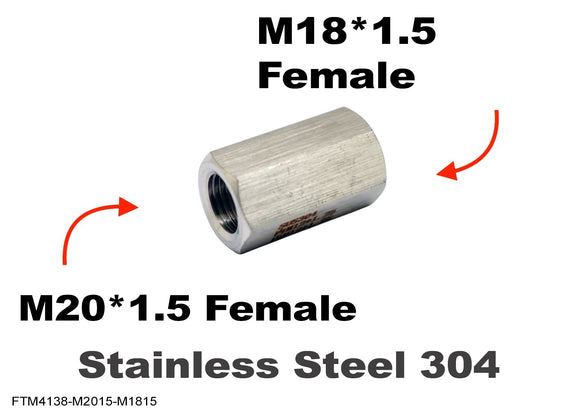 M20*1.5 FEMALE to M18*1.5 FEMALE Stainless Sensor Adaptor Fittings Conversion