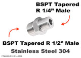 BSPT Tapered R 1/2" to BSPT Tapered R 1/4" Male Stainless Sensor Adaptor Fitting