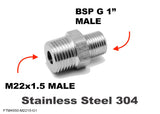 M22x1.5 MALE to BSP G 1" MALE Stainless Sensor Adaptor Fittings Conversion