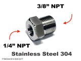 1/4" NPT Female to 3/8" NPT Male Stainless Sensor Adaptor Fittings Conversion