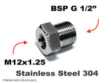 M12x1.25 Female to BSP G 1/2" Male Stainless Sensor Adaptor Fittings Conversion