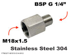 M18x1.5 Female to BSP G 1/4" Male Stainless Sensor Adaptor Fittings Conversion