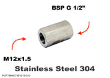 M12x1.5 FEMALE to BSP G 1/2" FEMALE Stainless Sensor Adaptor Fittings Conversion