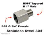 BSP G 3/4" Female to BSPT Tapered R 1" Male Stainless Sensor Adaptor Fittings