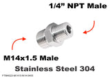 M14x1.5 Male to 1/4" NPT Male Stainless Sensor Adaptor Fittings Conversion