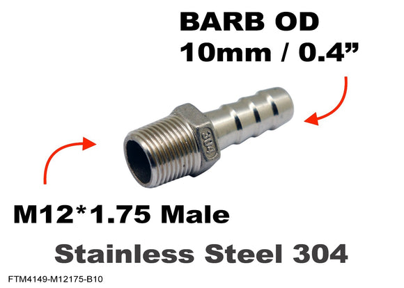 M12*1.75 MALE to BARB OD 10mm / 0.4