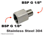 BSP G 1/8" Female to BSP G 1/8" Male Stainless Sensor Adaptor Fitting Conversion
