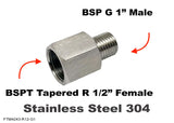 BSPT Tapered R 1/2" Female to BSP G 1" Male Stainless Sensor Adaptor Fittings