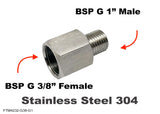 BSP G 3/8" Female to BSP G 1" Male Stainless Sensor Adaptor Fittings Conversion