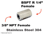3/8" NPT FEMALE to BSPT Tapered R 1/4" FEMALE Stainless Sensor Adaptor Fittings