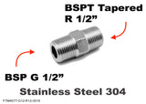 BSP G 1/2" Male to BSPT Tapered R 1/2" Male Stainless Sensor Adaptor Fittings