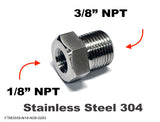 1/8" NPT Female to 3/8" NPT Male Stainless Sensor Adaptor Fittings Conversion