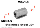 M8x1.0 Female to M8x1.0 Female Stainless Sensor Adaptor Fittings Conversion
