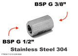BSP G 1/2" Female to G 3/8" Female Stainless Sensor Adaptor Fittings Conversion