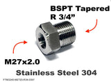 M27x2.0 Female to BSPT Tapered R 3/4" Male Stainless Sensor Adaptor Fittings