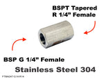 BSP G 1/4" Female to BSPT Tapered R 1/4" Female Stainless Sensor Adaptor Fitting
