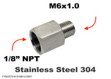 1/8" NPT Female to M6x1.0 Male Stainless Sensor Adaptor Fittings Conversion