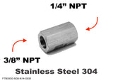 3/8" NPT Female to 1/4" NPT Female Stainless Sensor Adaptor Fittings Conversion