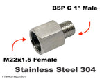 M22x1.5 FEMALE to BSP G 1" MALE Stainless Sensor Adaptor Fittings Conversion