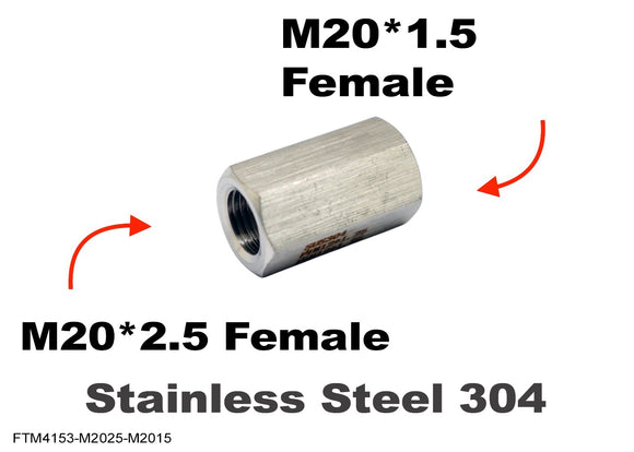 M20*2.5 FEMALE to M20*1.5 FEMALE Stainless Sensor Adaptor Fittings Conversion