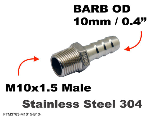 M10x1.5 Male to BARB OD 10mm / 0.4
